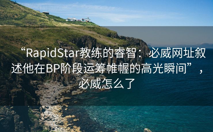 “RapidStar教练的睿智：必威网址叙述他在BP阶段运筹帷幄的高光瞬间”，必威怎么了